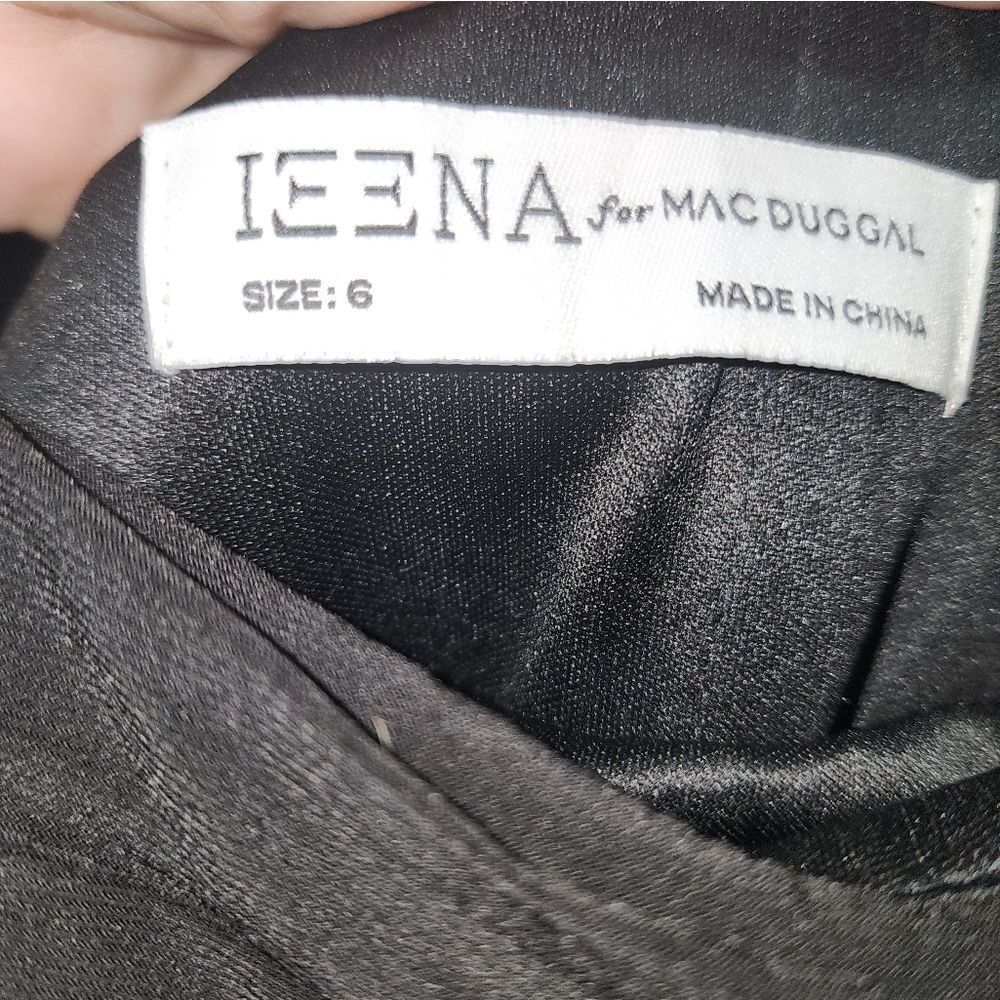 Mac Duggal Black Foldover Long Sleeve Jeweled Midi Dress SIZE 6 NWT Retail $258 - Picture 8 of 14